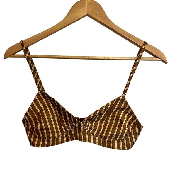 DISSH | Women's Striped Cami Cropped Bralette Crop Top Brown Yellow Size US 2 - Picture 1 of 6